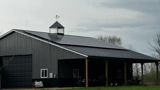 Solar panels on a barn roof