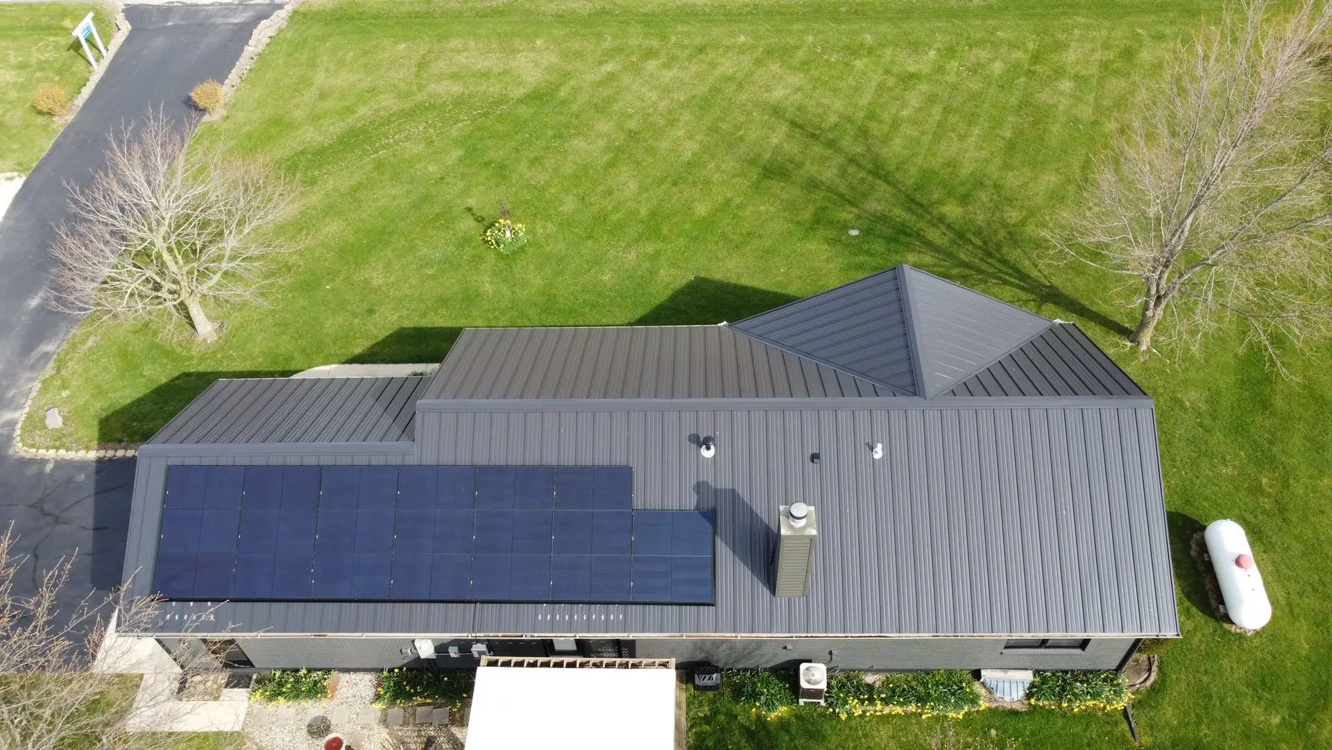 Aerial view of solar installation
